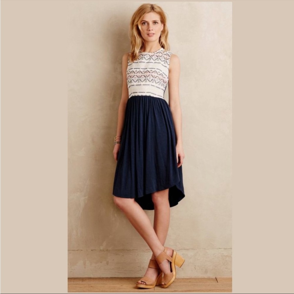 DOLAN LEFT COAST / ANTHROPOLOGIE NAVY Blue & Colorful Bodice Sabado Dress - Sz S